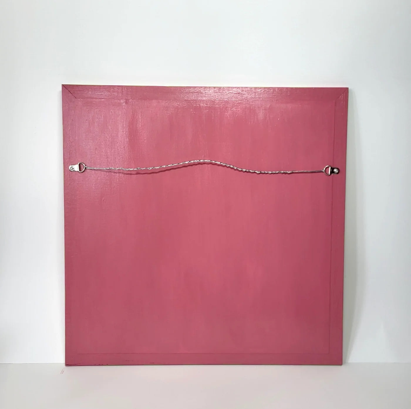 Hand-painted pink and mustard stripe square mirror
