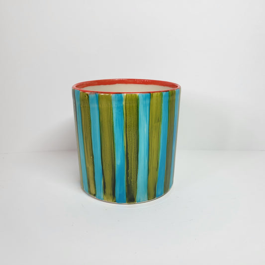 Small Green and Blue Stripe Planter