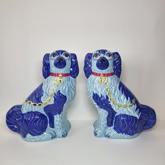 Hand Painted Ceramic Mantle Dogs