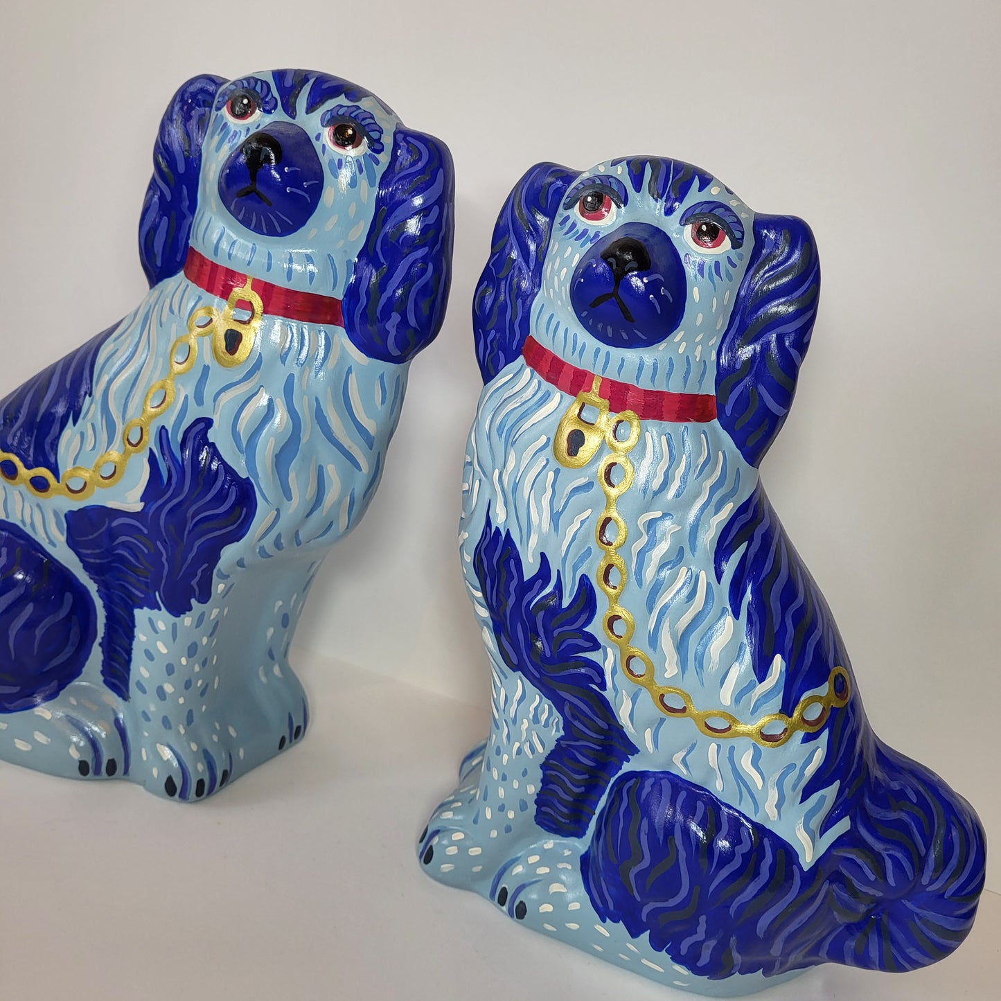 Hand Painted Ceramic Mantle Dogs