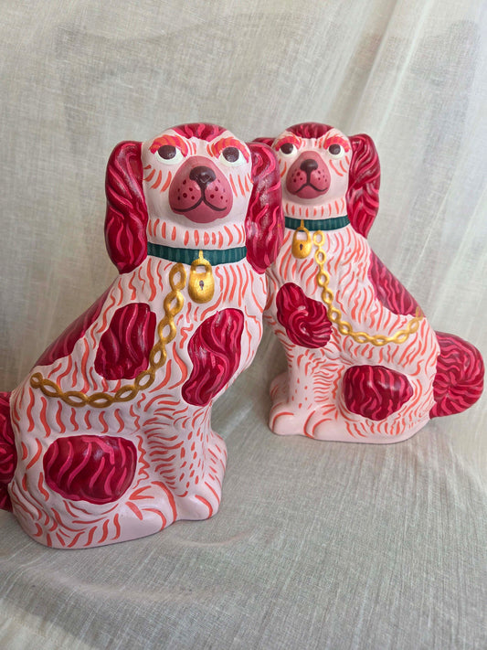 Large Hand Painted Pair of Mantle Dogs