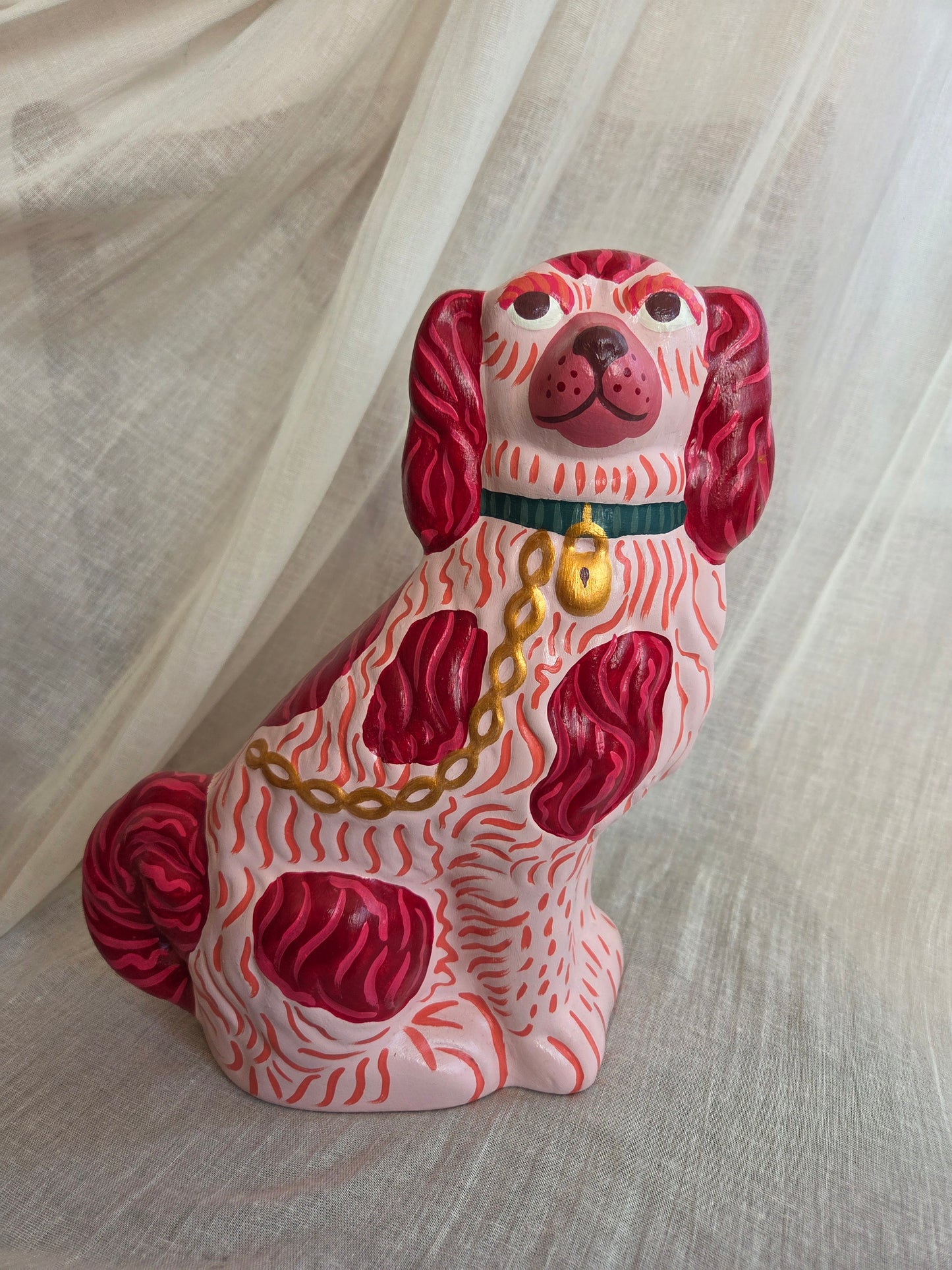 Large Hand Painted Pair of Mantle Dogs