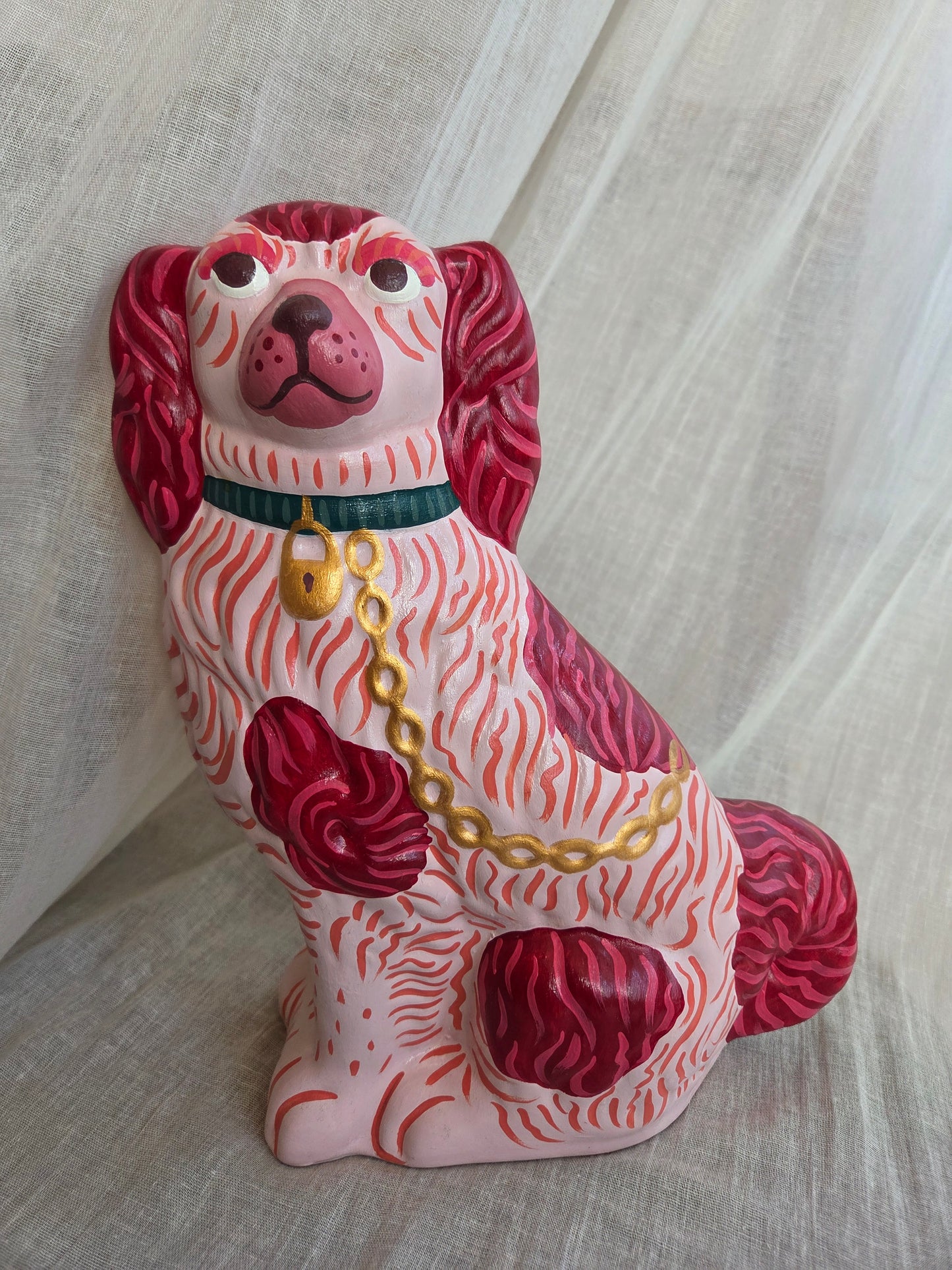 Large Hand Painted Pair of Mantle Dogs