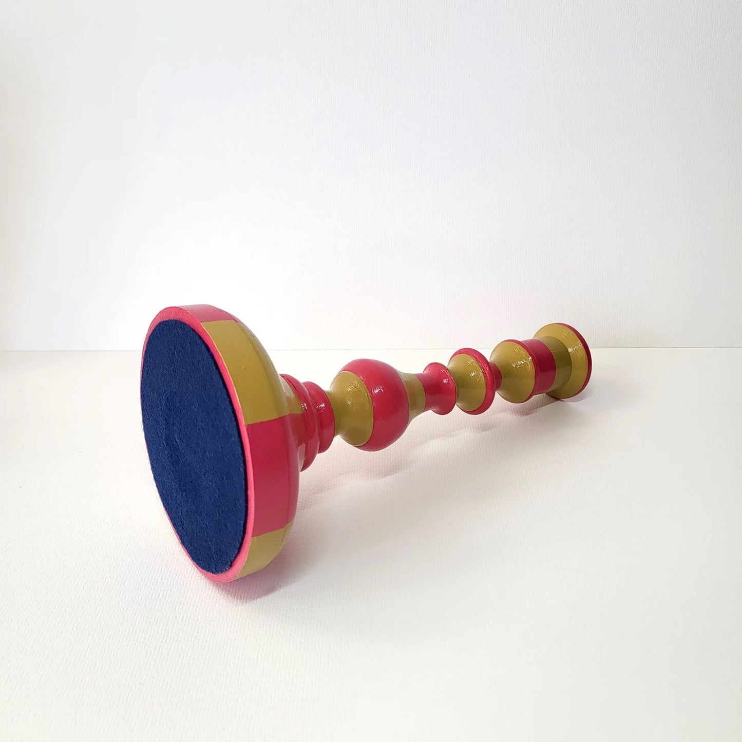 Hand Painted Stripe Wooden Candle Stick Holders
